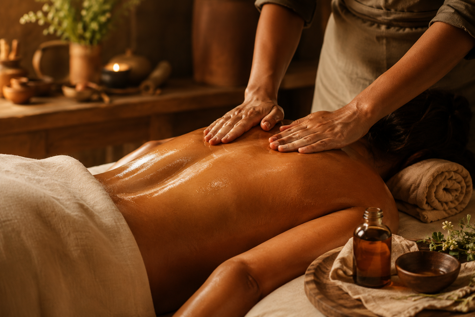 Liệu pháp massage dầu ấm Abhyanga